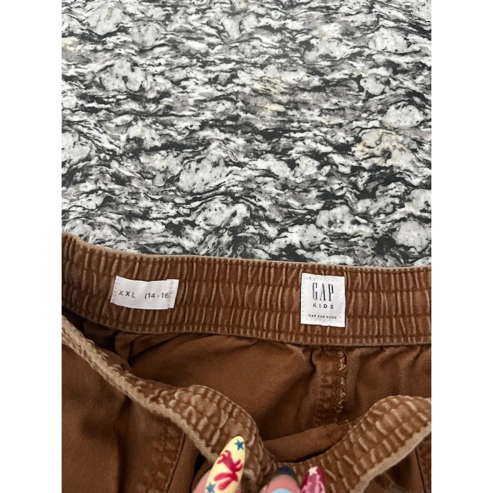 GAP Kids‎ Boys XXL 14-16 Cargo Pants Brown Elastic Waist Utility Trousers